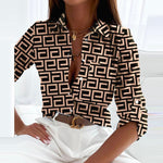 Marie Geometric Print Classic Collar Blouse