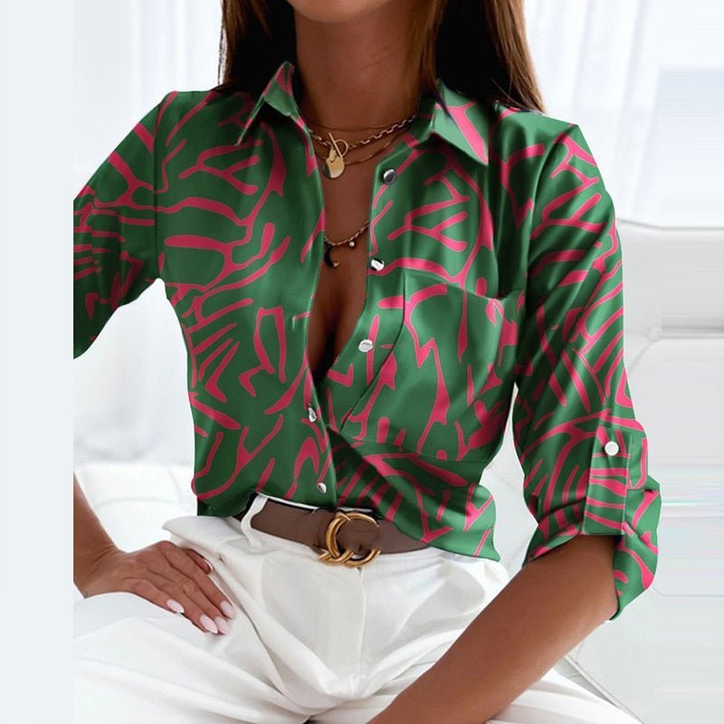 Marie Geometric Print Classic Collar Blouse