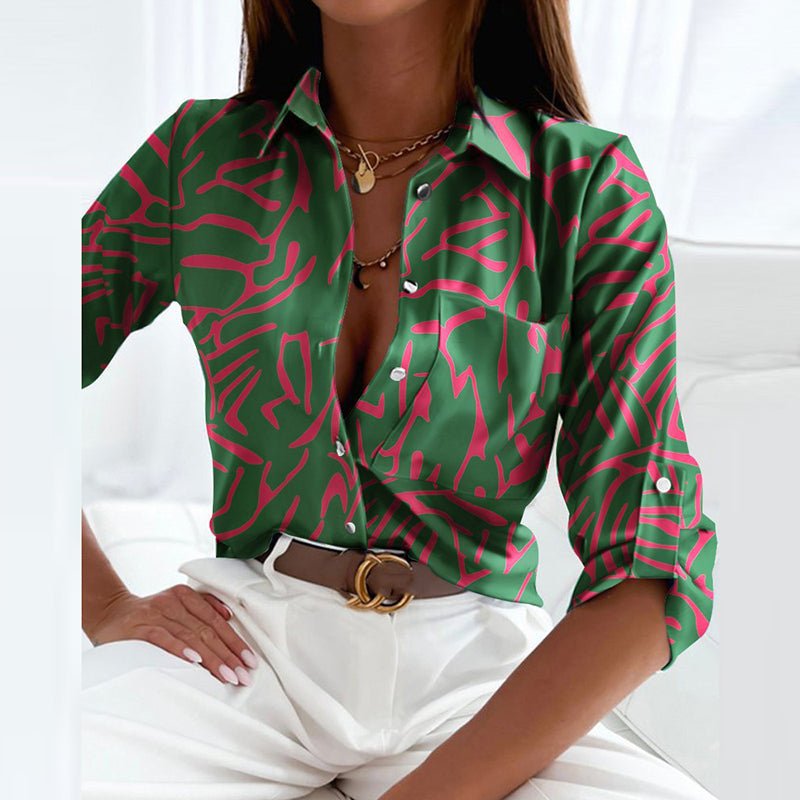Marie Geometric Print Classic Collar Blouse