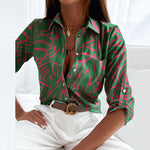 Marie Geometric Print Classic Collar Blouse
