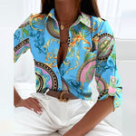 Marie Geometric Print Classic Collar Blouse
