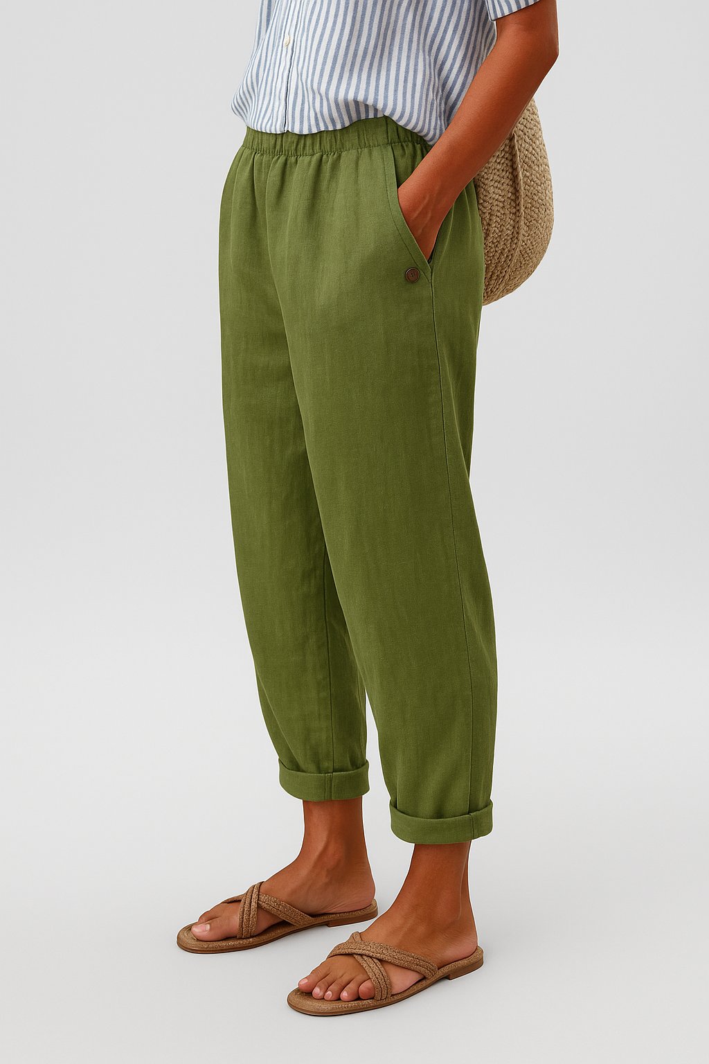 Mia Relaxed Straight-Leg Side-Pocket Pants