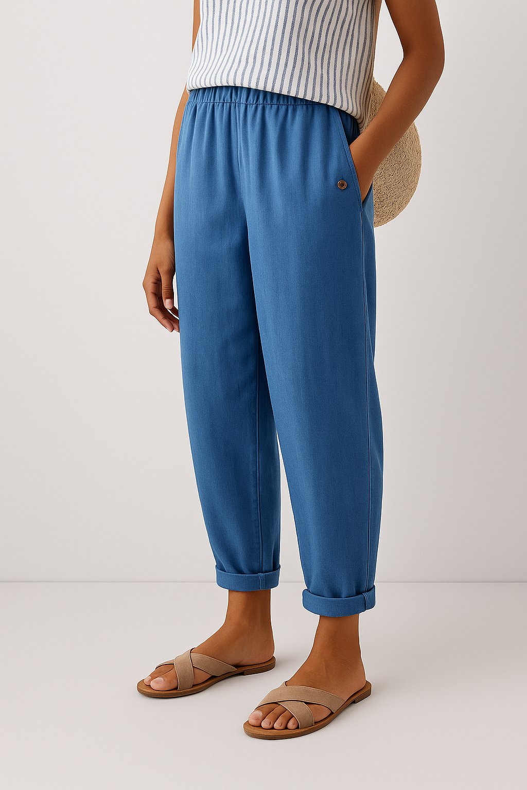 Mia Relaxed Straight-Leg Side-Pocket Pants