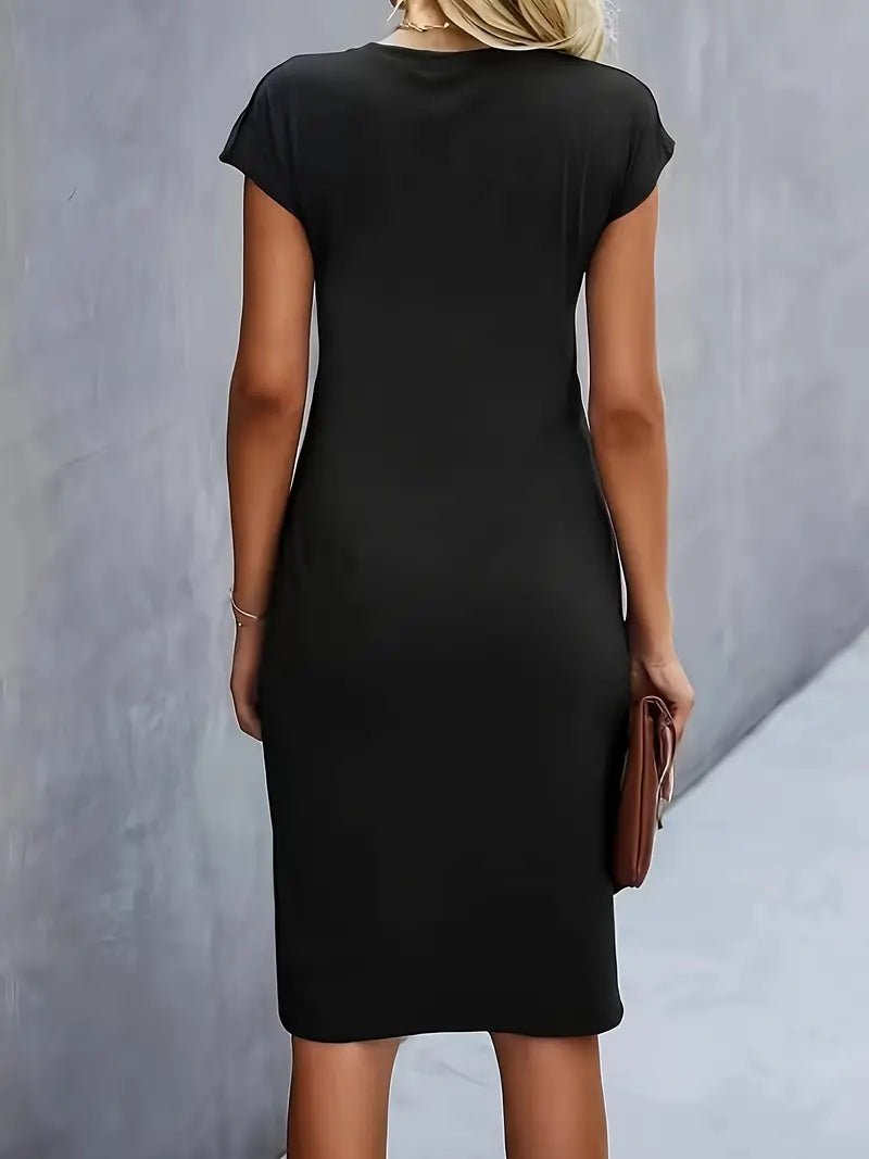 Leonie Ruched Short-Sleeve Bodycon Midi Dress