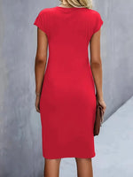 Leonie Ruched Short-Sleeve Bodycon Midi Dress
