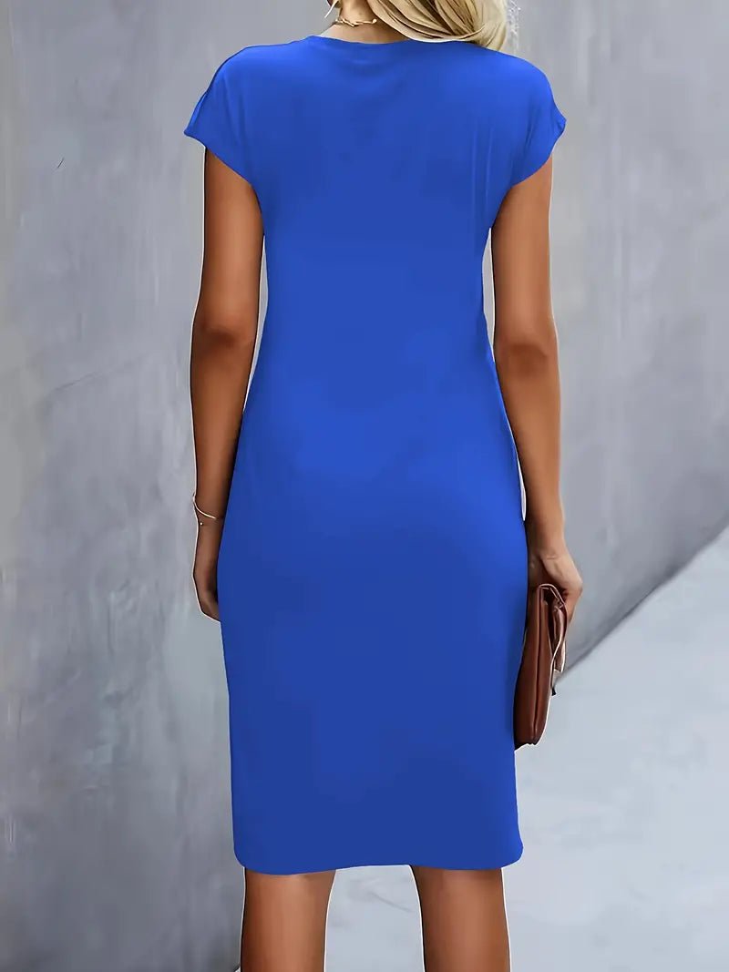 Leonie Ruched Short-Sleeve Bodycon Midi Dress