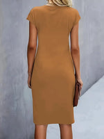 Leonie Ruched Short-Sleeve Bodycon Midi Dress