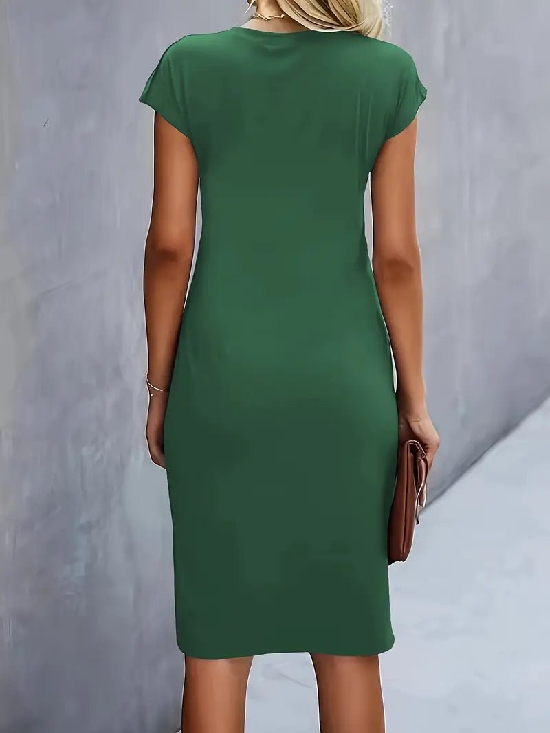 Leonie Ruched Short-Sleeve Bodycon Midi Dress