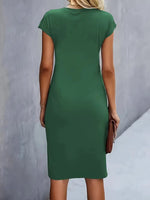 Leonie Ruched Short-Sleeve Bodycon Midi Dress