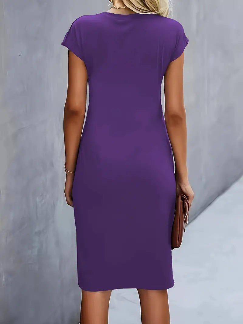Leonie Ruched Short-Sleeve Bodycon Midi Dress