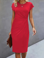 Leonie Ruched Short-Sleeve Bodycon Midi Dress