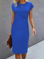 Leonie Ruched Short-Sleeve Bodycon Midi Dress