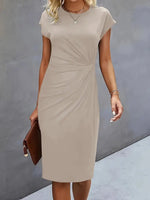 Leonie Ruched Short-Sleeve Bodycon Midi Dress