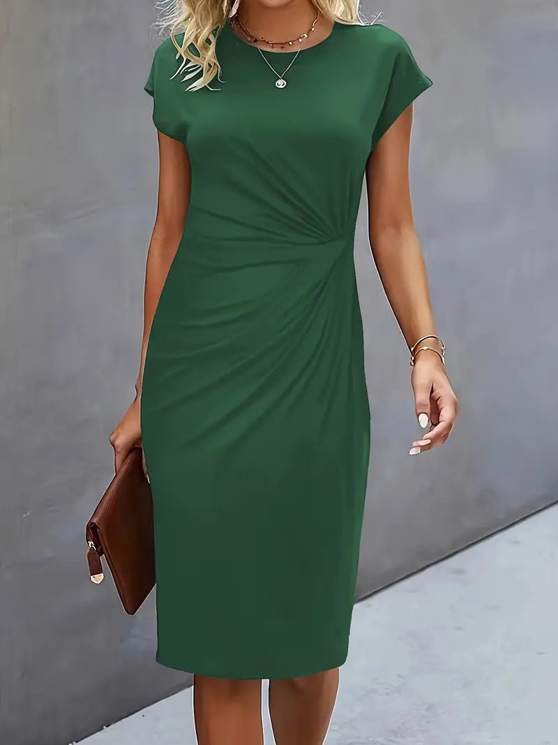 Leonie Ruched Short-Sleeve Bodycon Midi Dress