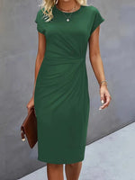 Leonie Ruched Short-Sleeve Bodycon Midi Dress