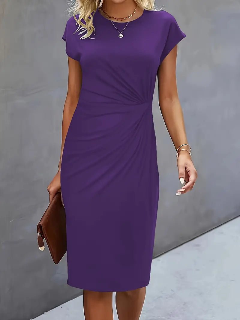 Leonie Ruched Short-Sleeve Bodycon Midi Dress