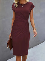 Leonie Ruched Short-Sleeve Bodycon Midi Dress