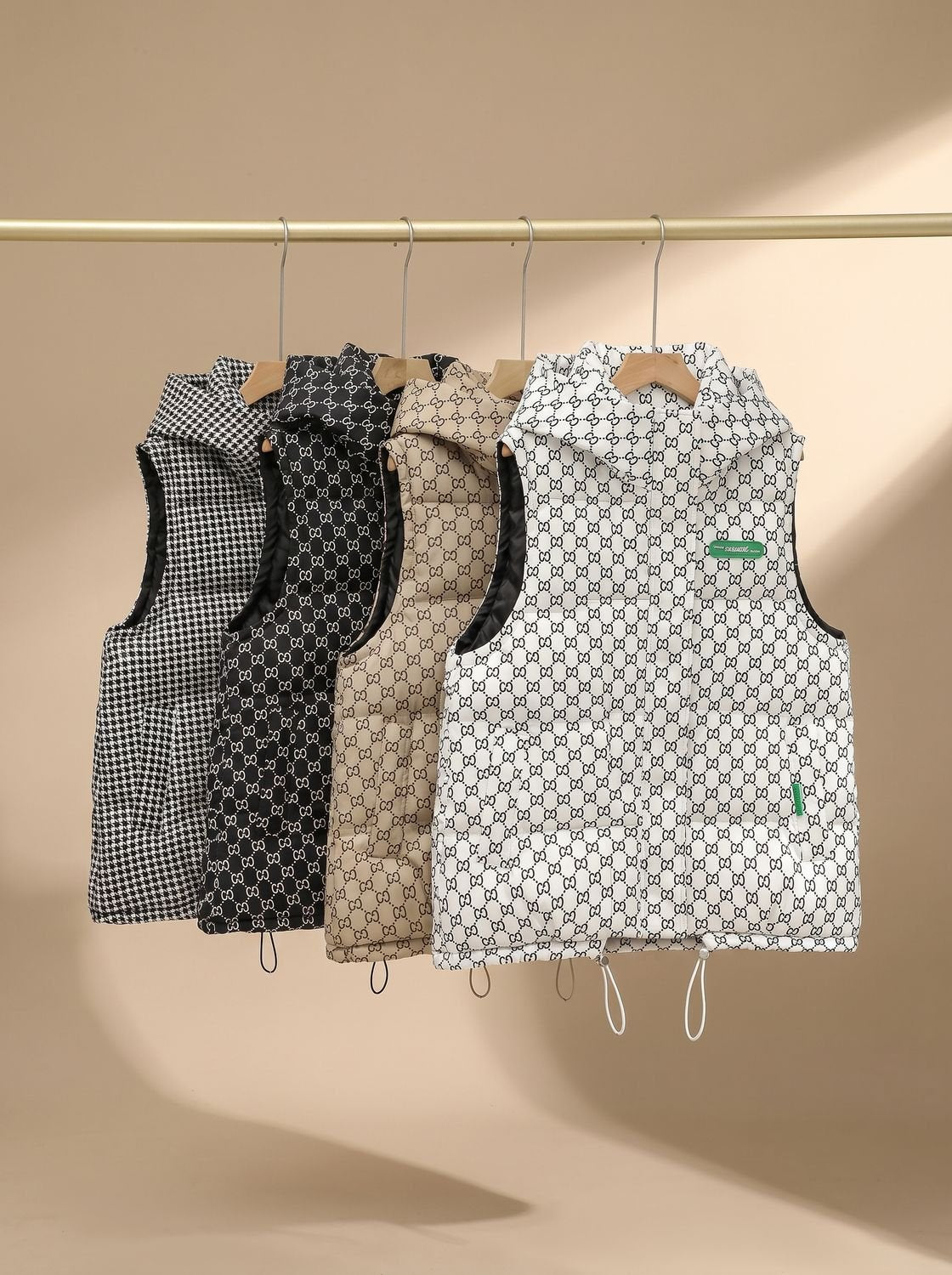 Marlene Hooded Quilted Vest with Allover Print