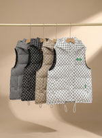 Marlene Hooded Quilted Vest with Allover Print