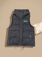 Marlene Hooded Quilted Vest with Allover Print