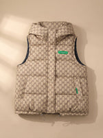 Marlene Hooded Quilted Vest with Allover Print