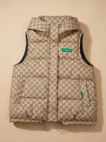 Marlene Hooded Quilted Vest with Allover Print