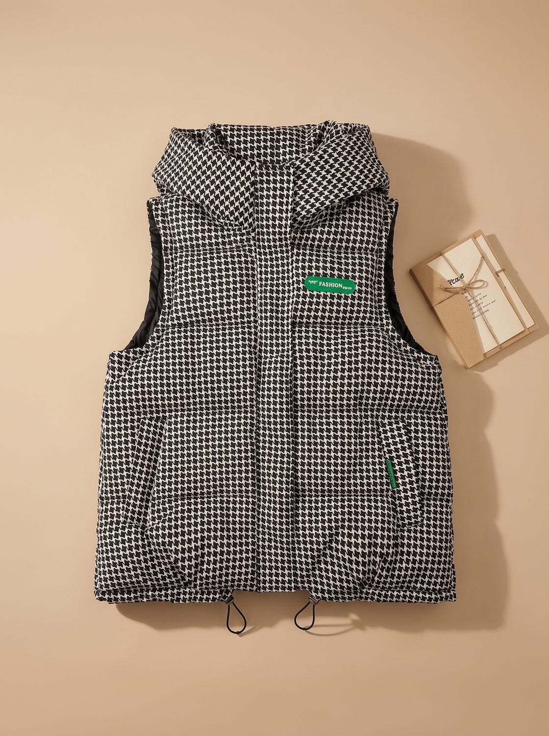 Marlene Hooded Quilted Vest with Allover Print