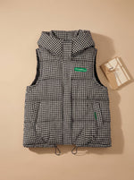 Marlene Hooded Quilted Vest with Allover Print