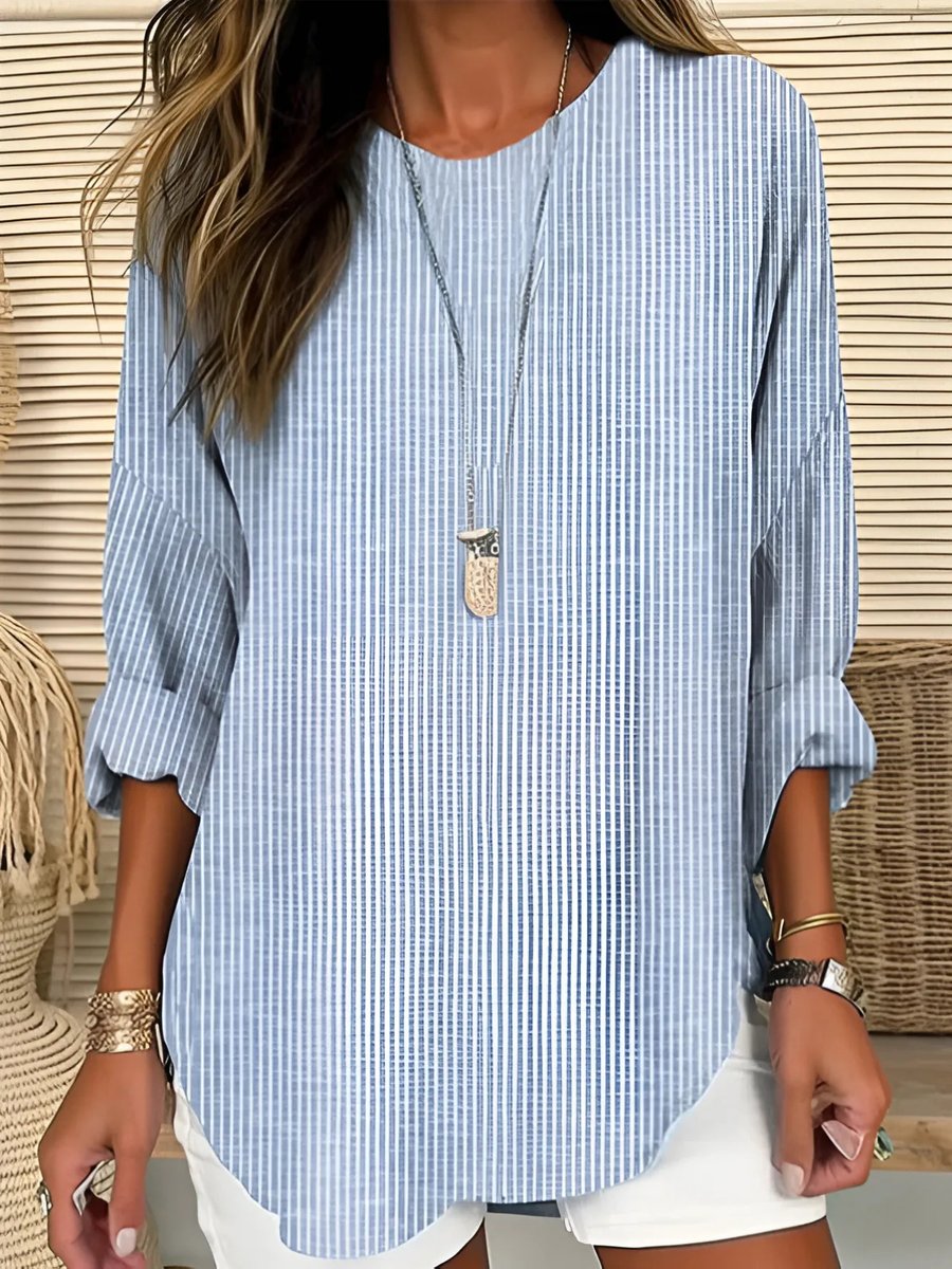 Charlotte Striped Crewneck Blouse