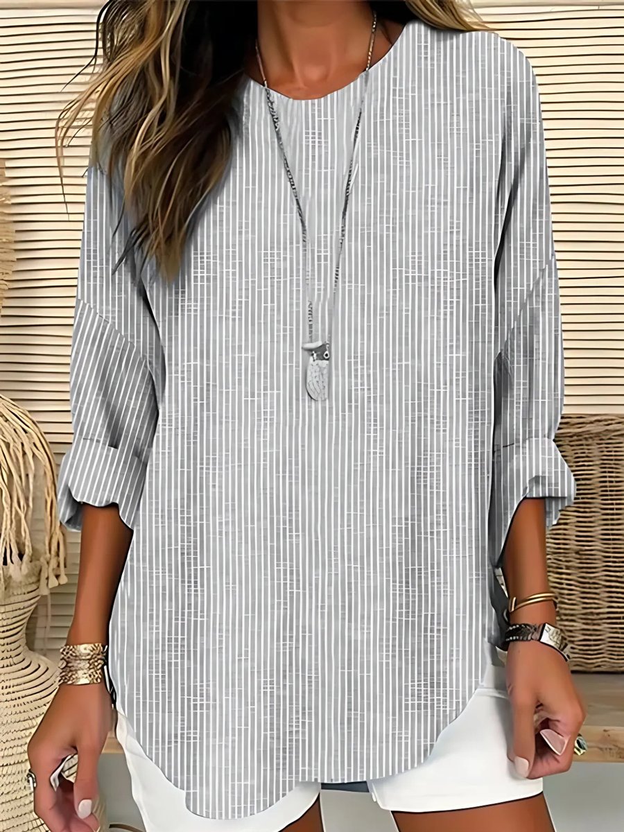 Charlotte Striped Crewneck Blouse