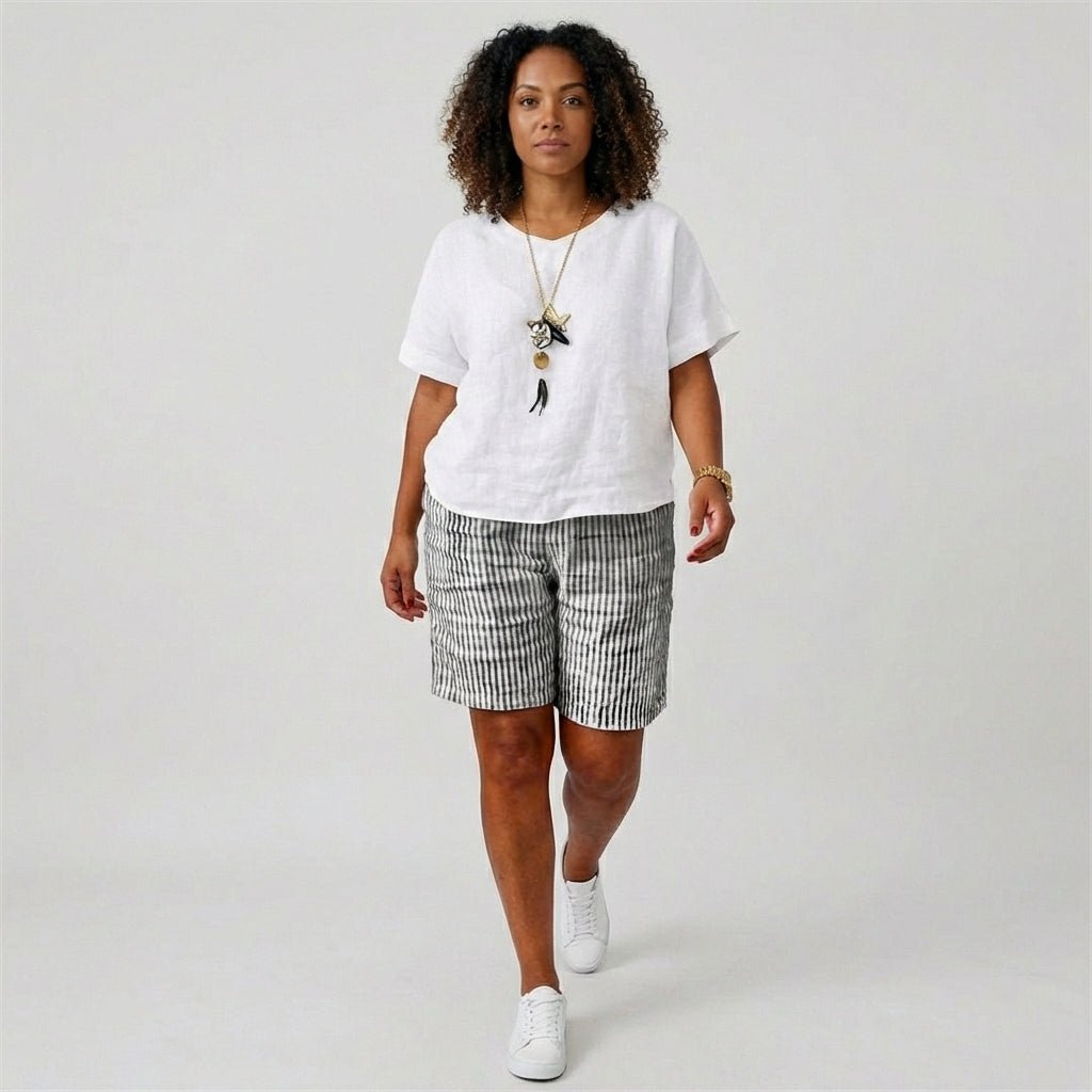 Clara Striped Relaxed-Fit Shorts