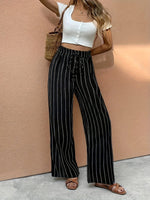 Lena Striped Linen Wide-Leg Pants
