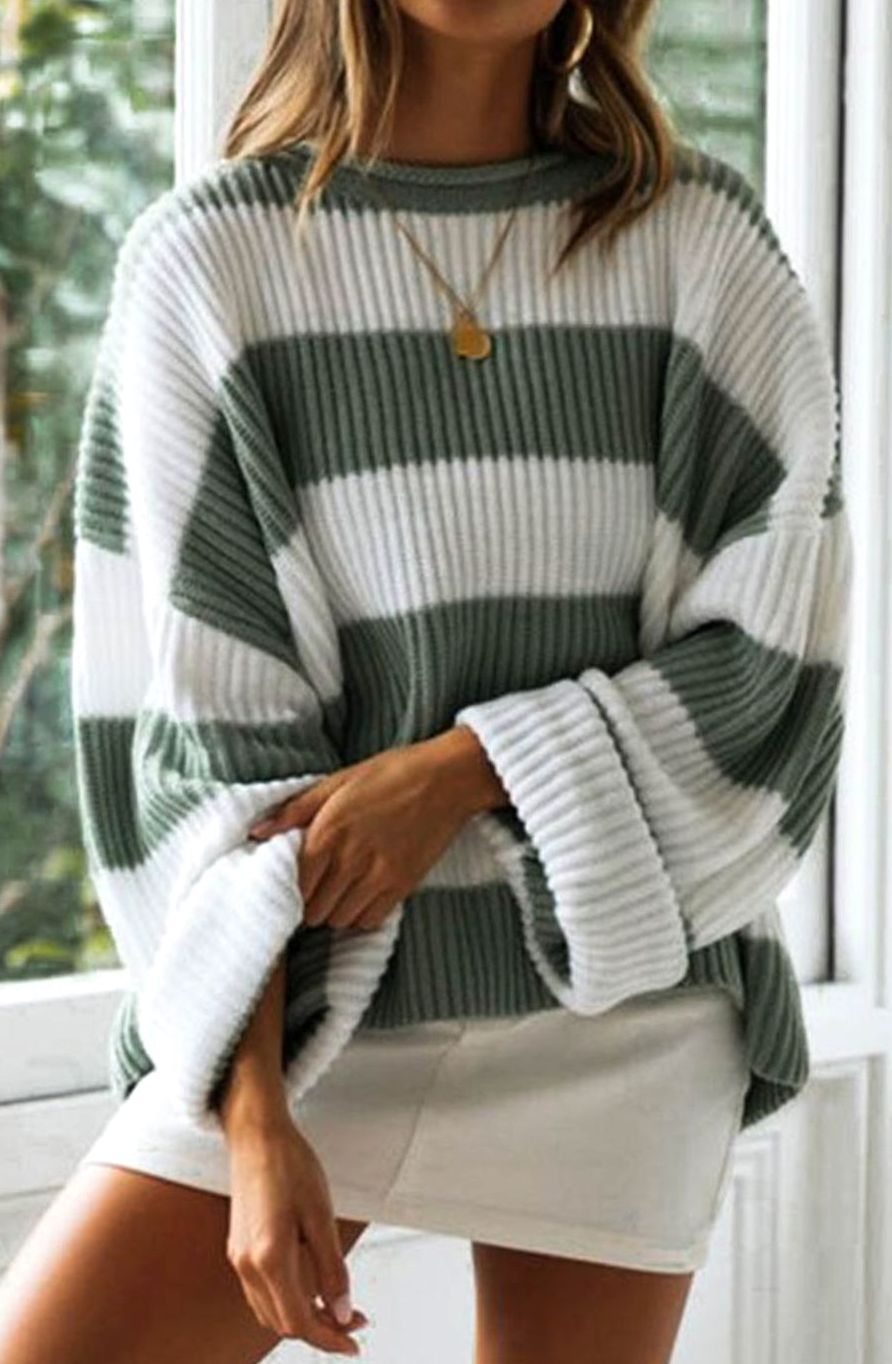Greta Striped Oversized Crewneck Sweater