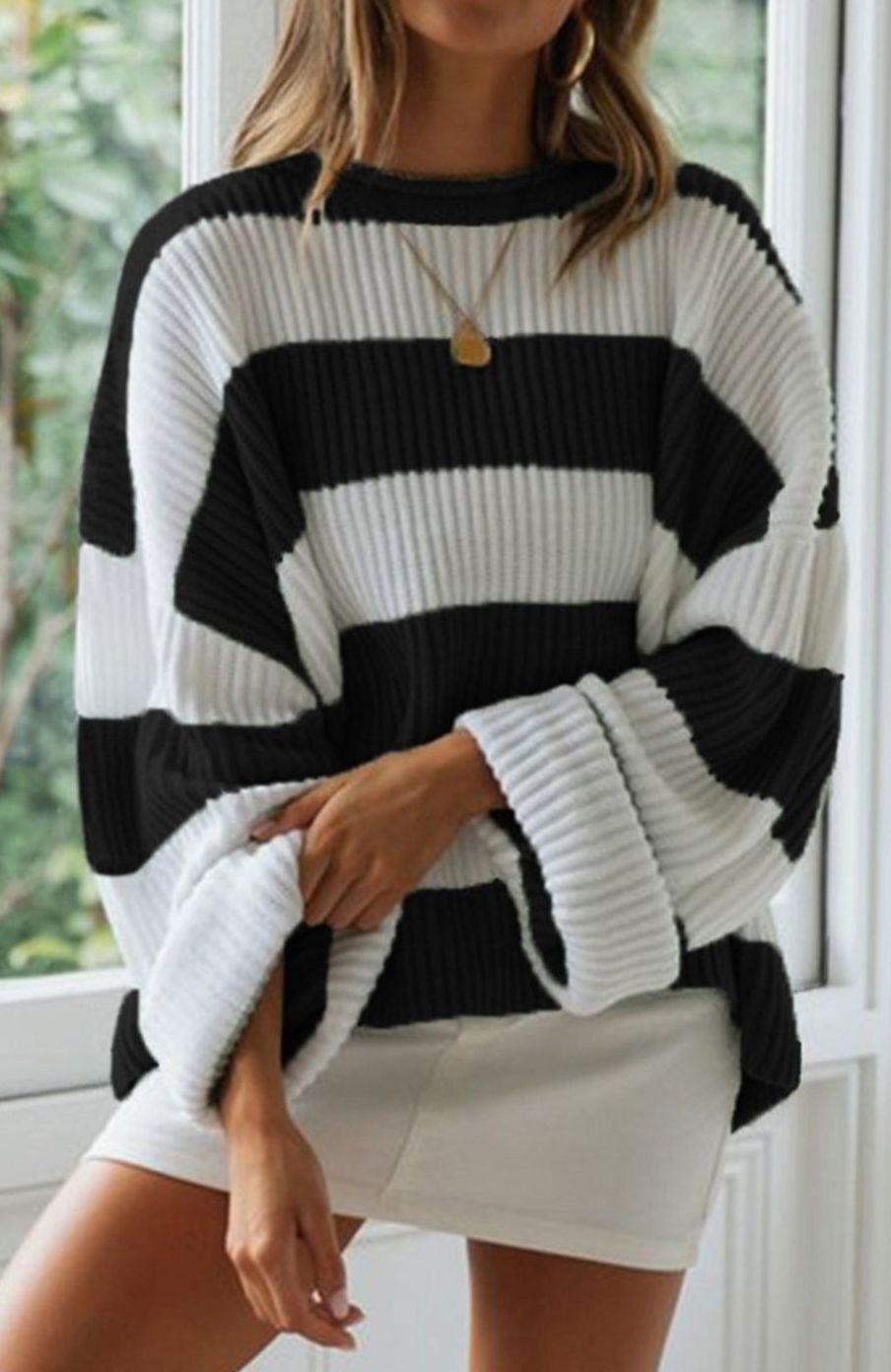 Greta Striped Oversized Crewneck Sweater