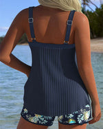 Johanna Striped Two-Piece Tankini Set with Shorts