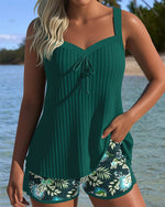 Johanna Striped Two-Piece Tankini Set with Shorts