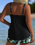 Johanna Striped Two-Piece Tankini Set with Shorts
