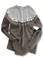 Johanna Chunky Knit Sweater with Sheep Jacquard Trim