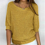 Charlotte Chunky Knit Half-Sleeve Crewneck Sweater