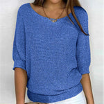 Charlotte Chunky Knit Half-Sleeve Crewneck Sweater