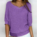 Charlotte Chunky Knit Half-Sleeve Crewneck Sweater