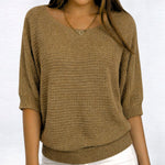 Charlotte Chunky Knit Half-Sleeve Crewneck Sweater
