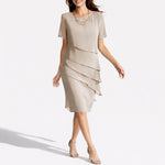 Frieda Layered Midi Dress with Short Sleeves