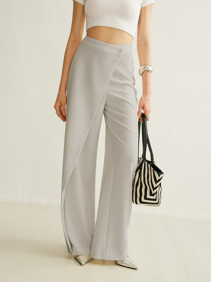 Johanna High-Waist Wrap-Front Wide-Leg Pants