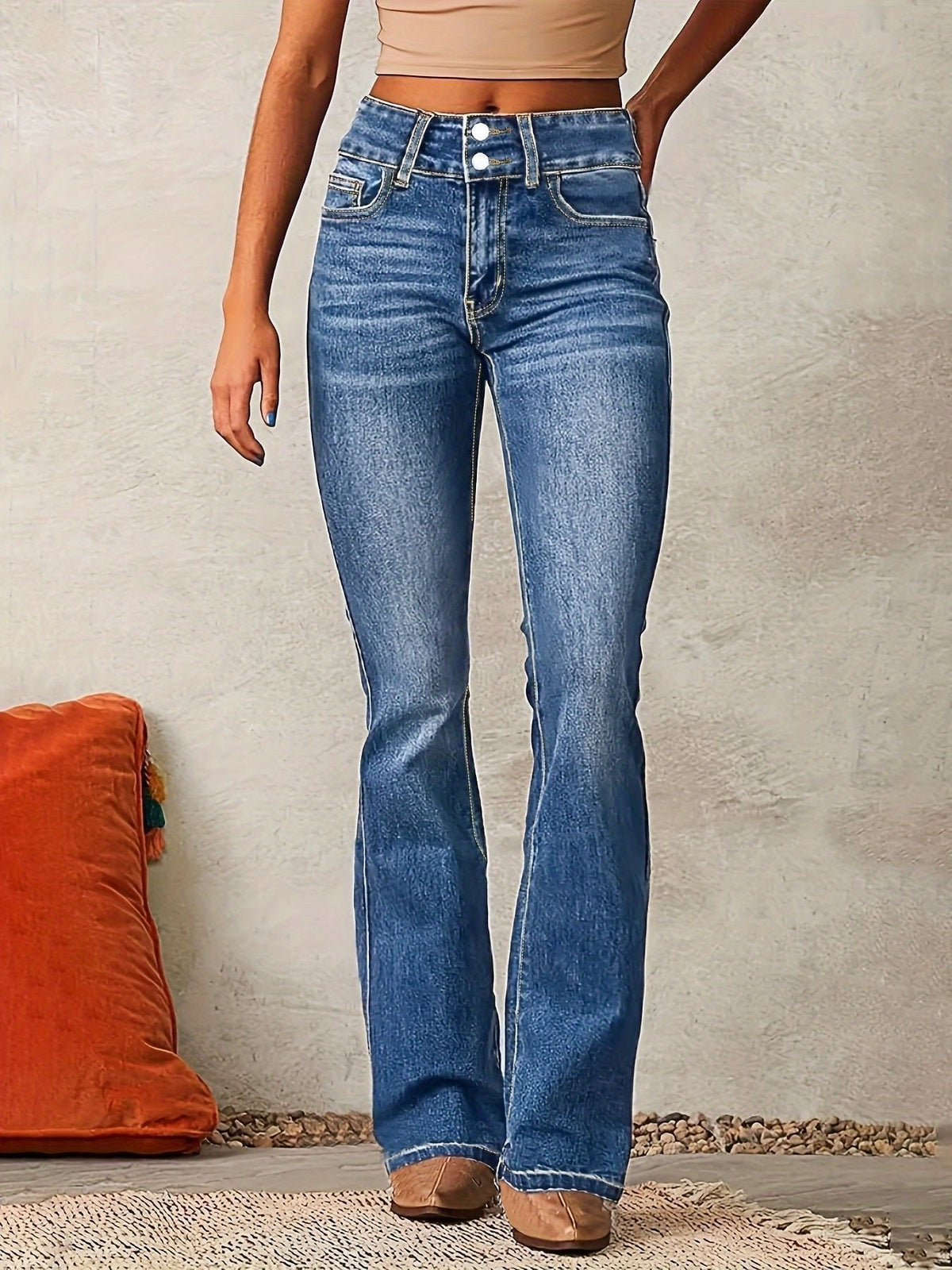 Greta High-Waist Bootcut Stretch Denim Jeans