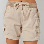 Luisa High-Waist Cargo Shorts with Drawstring