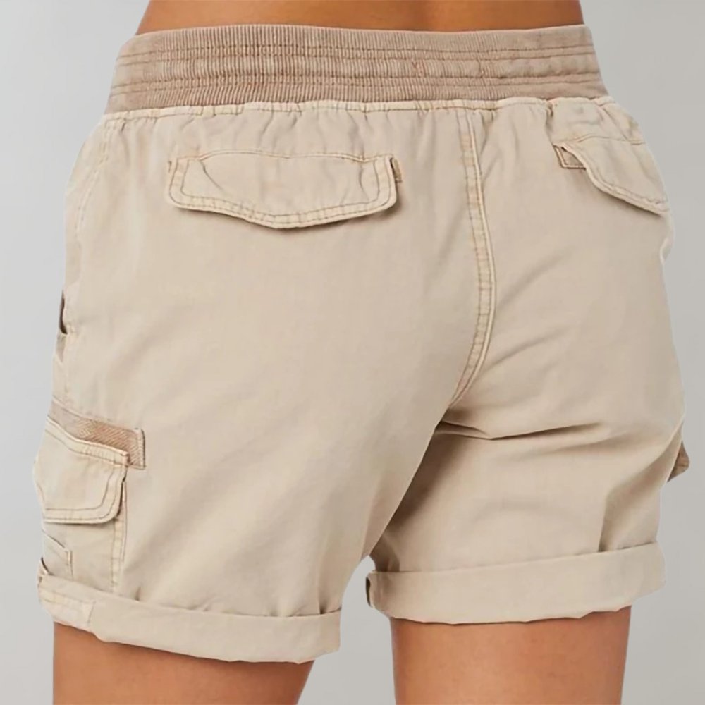 Luisa High-Waist Cargo Shorts with Drawstring