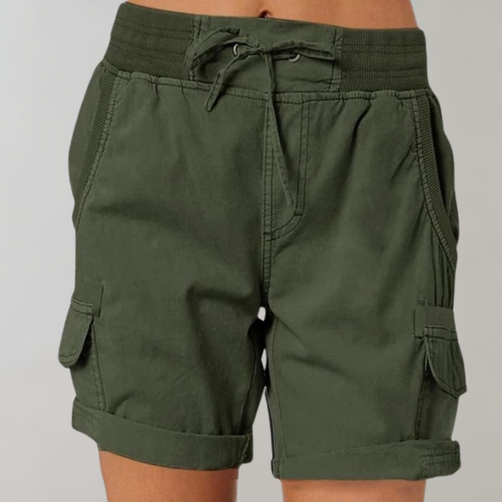Luisa High-Waist Cargo Shorts with Drawstring