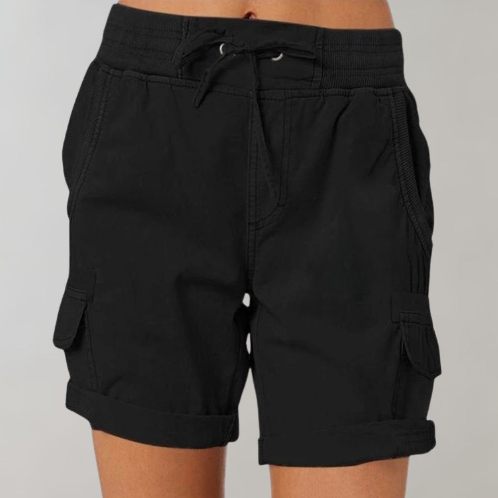 Luisa High-Waist Cargo Shorts with Drawstring