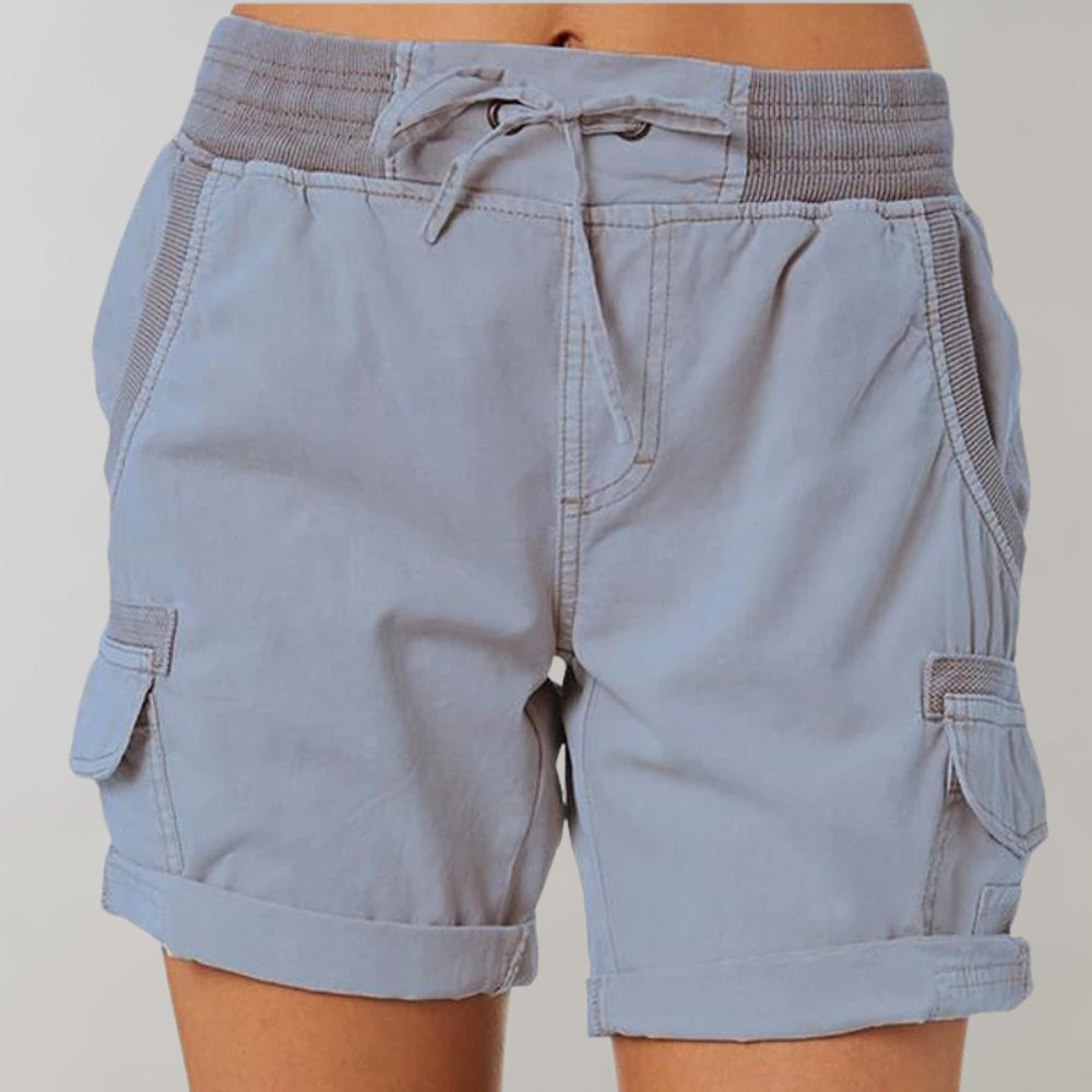 Luisa High-Waist Cargo Shorts with Drawstring